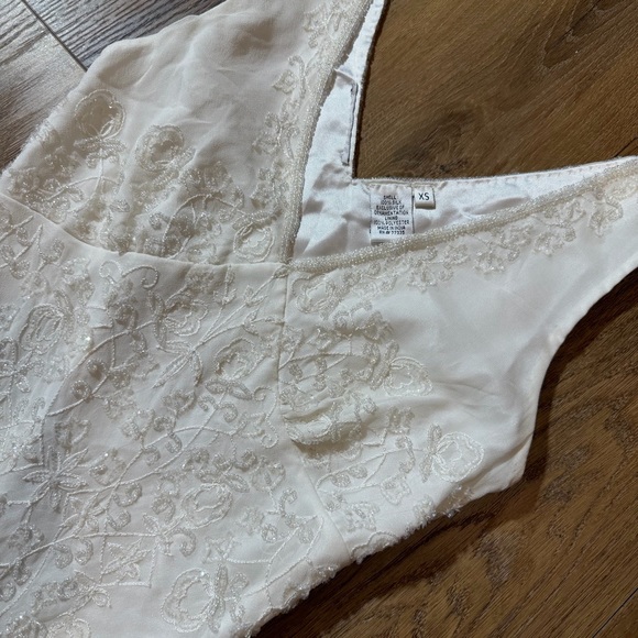 Vintage 100% Silk Beaded Dress Vintage Wedding Dress Vintage Silk Beaded Wedding - Picture 15 of 17